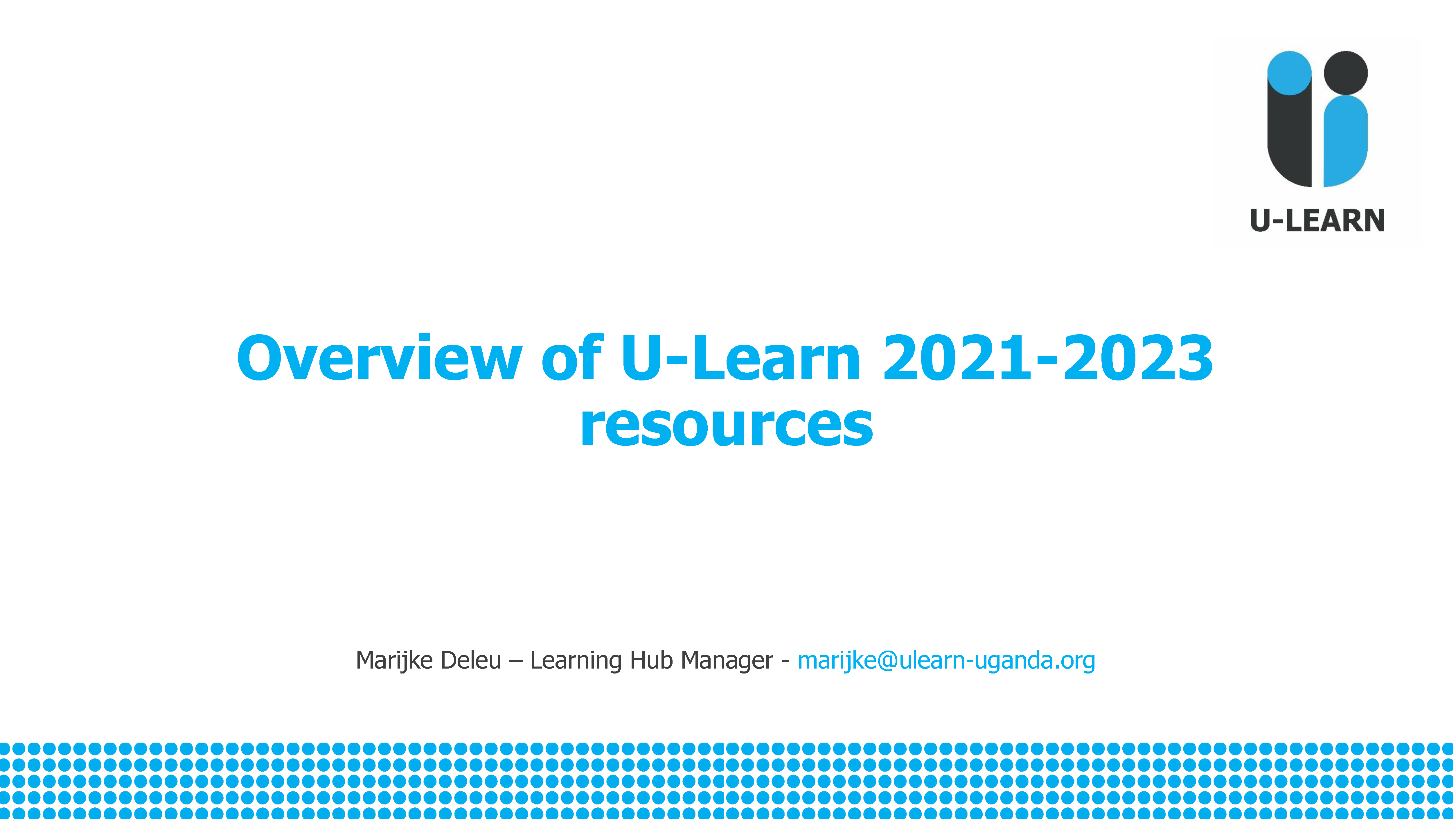 Cover page of the U-Learn Resources from 2021-2023.