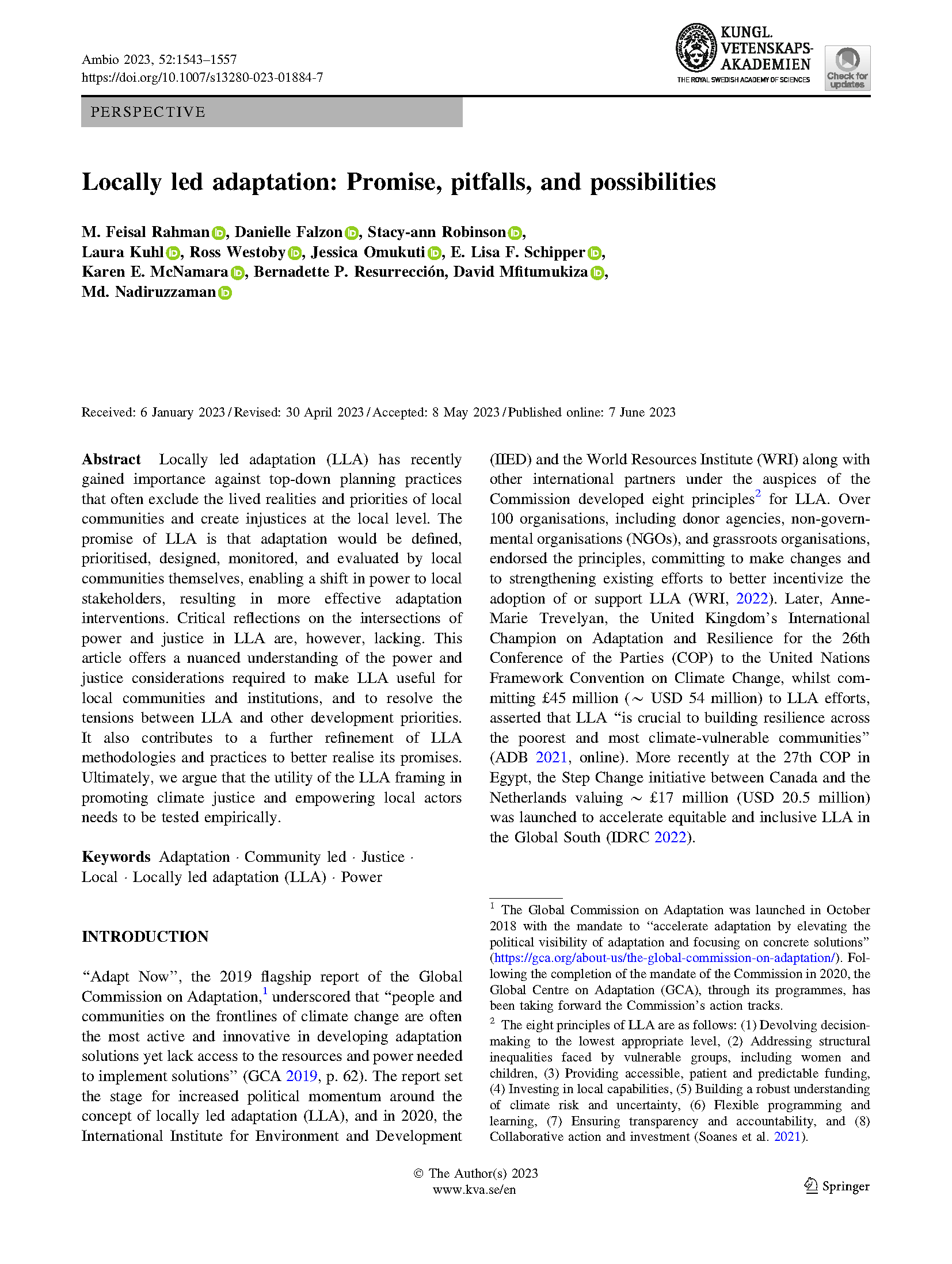 Cover page for Locally Led Adaptation: Promise, Pitfalls, and Possibilities
