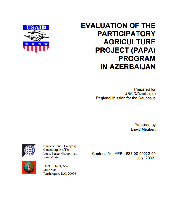 Download Resource: Evaluation of the Participatory Agriculture Project (PAPA) Program in Azerbaijan