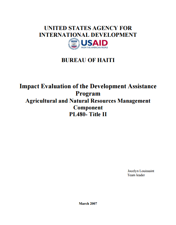 Download Resource: Impact Evaluation of the Development Assistance Program Agricultural and Natural Resources Management Component 