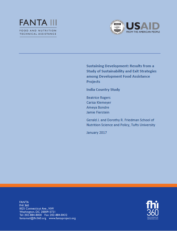 Download Resource: Sustaining Development: Results from a Study of Sustainability and Exit Strategies among Development Food Assistance Projects - India Country Study
