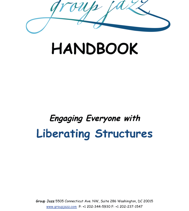 Cover page for Engaging Everyone with Liberating Structures Handbook