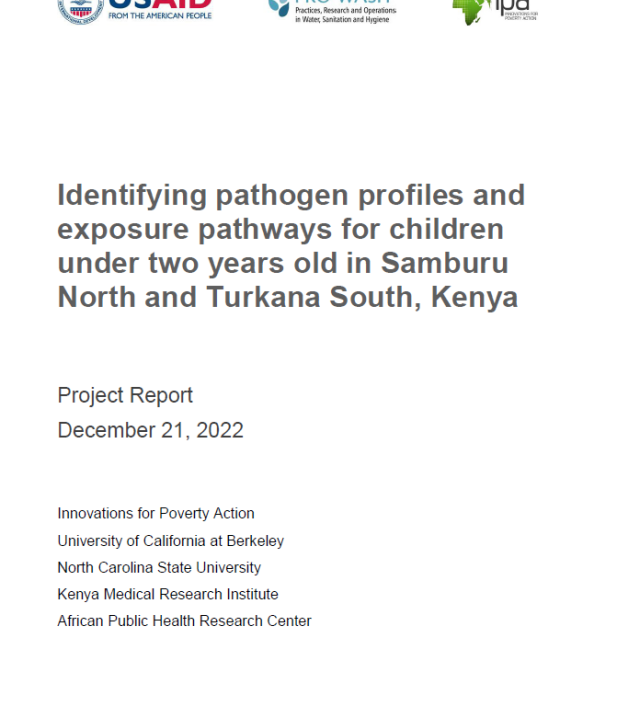 Cover page that includes the USAID, PRO-WASH, and IPA logos, the title of the report, and contributors