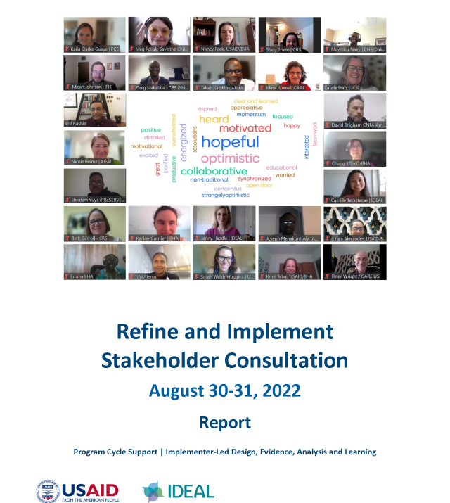 Cover page for the Refine & Implement (R&I) Stakeholder Consultation Event Report