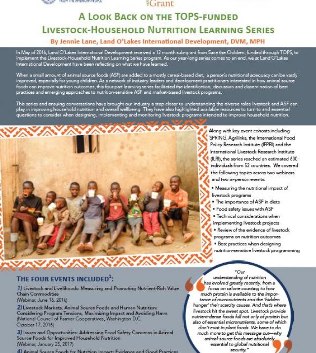 Download Resource: A Look Back on the TOPS-funded Livestock-Household Nutrition Learning Series