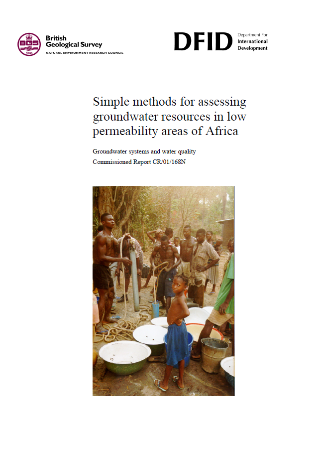 Couverture du rapport sur les méthodes simples d'évaluation des ressources en eaux souterraines dans les zones à faible perméabilité d'Afrique