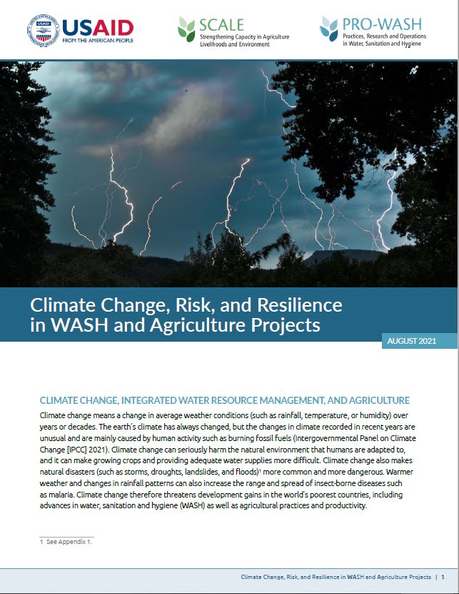 Cover page of PRO-WASH and SCALE brief on climate information services
