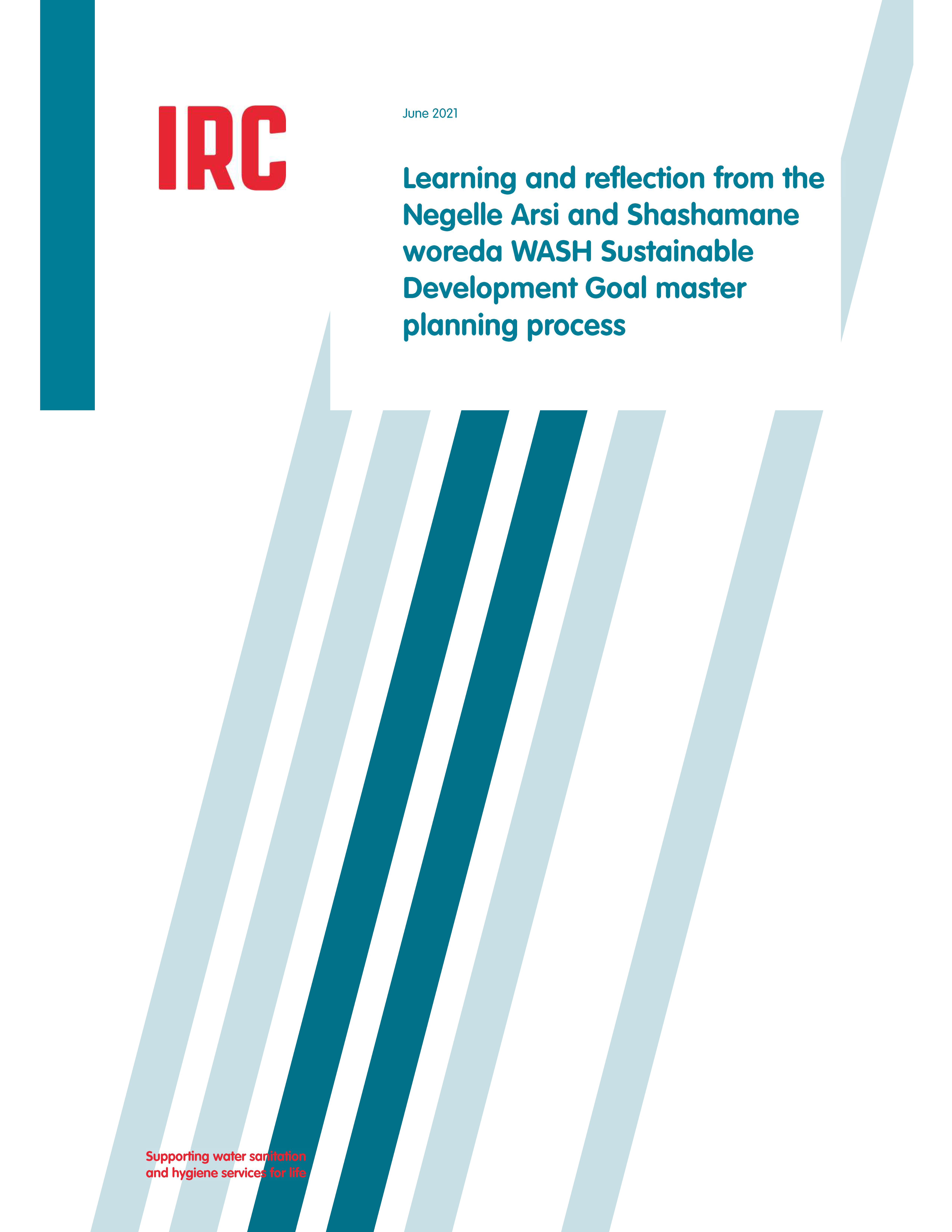 Learning paper cover page. The page has six teal stripes running diagonally across the page. At the top is the IRC logo and the title of the report.