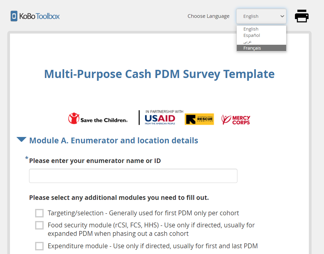 Graphic for multi-purpose cash PDM survey template