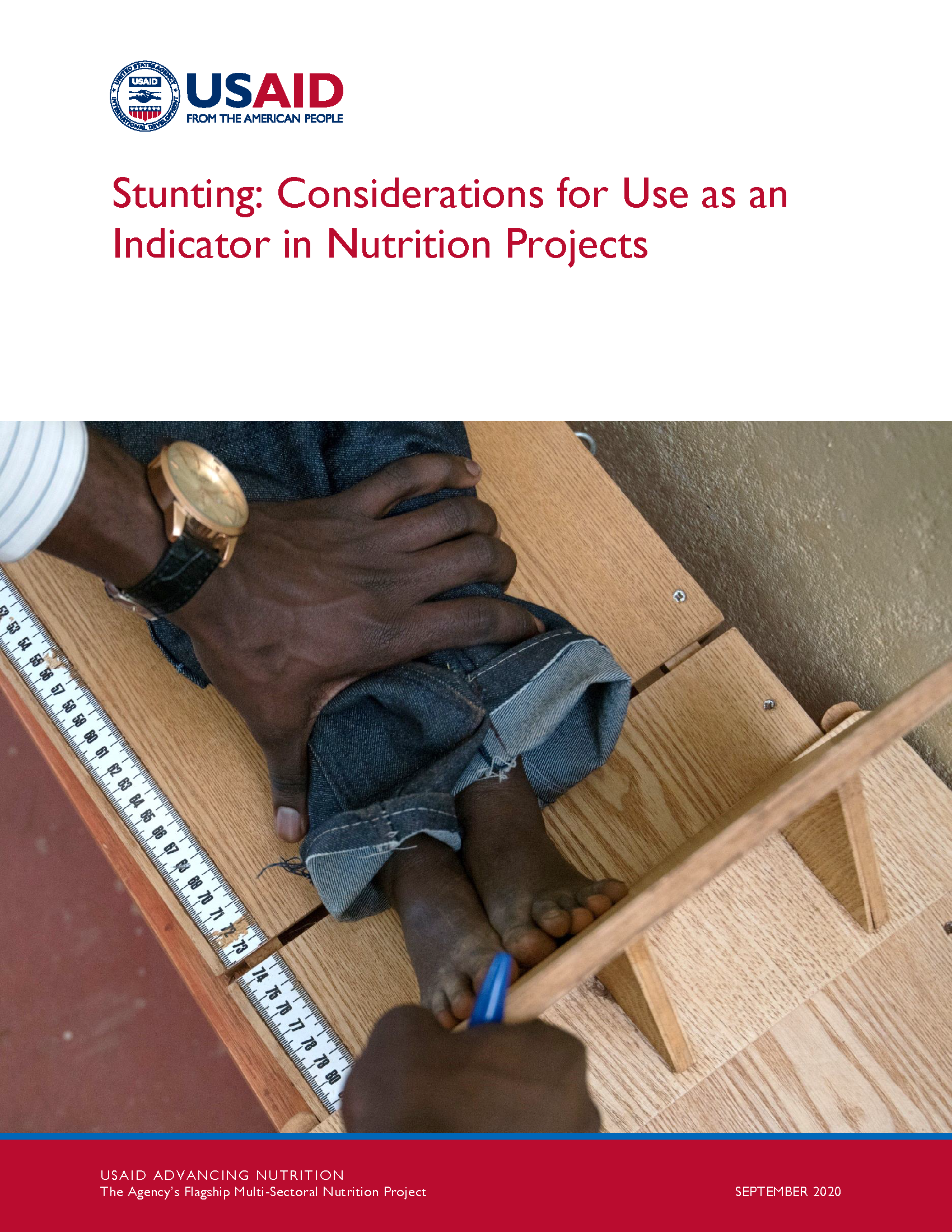 Cover-page for Stunting: Considerations for Use as an Indicator in Nutrition Projects