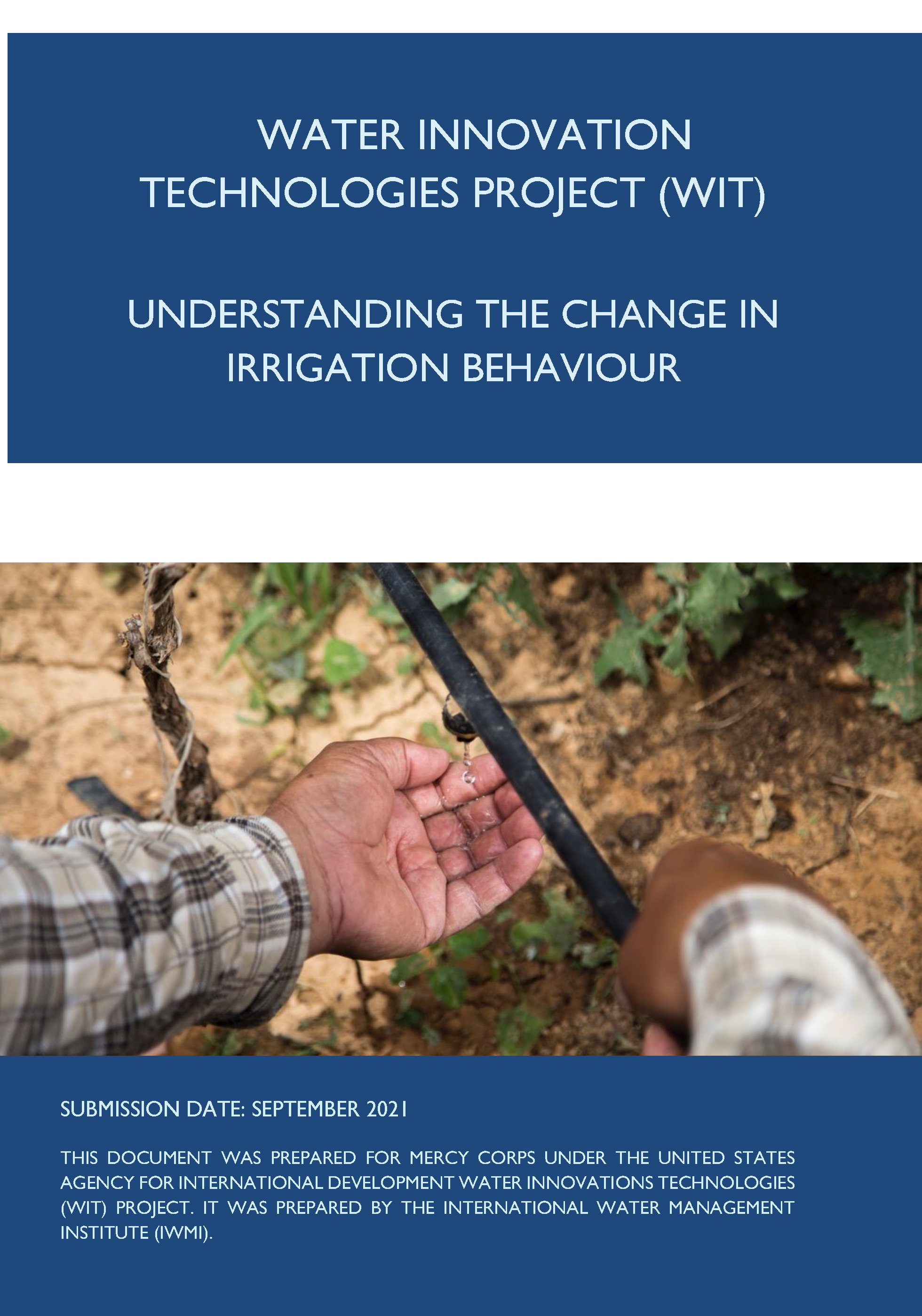 Cover page for Understanding the Change in Irrigation Behaviour