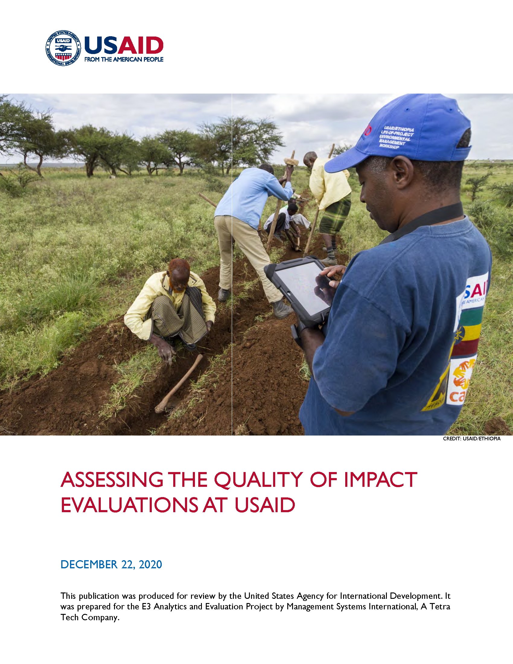 Page de garde pour l'évaluation de la qualité des évaluations d'impact à l'USAID