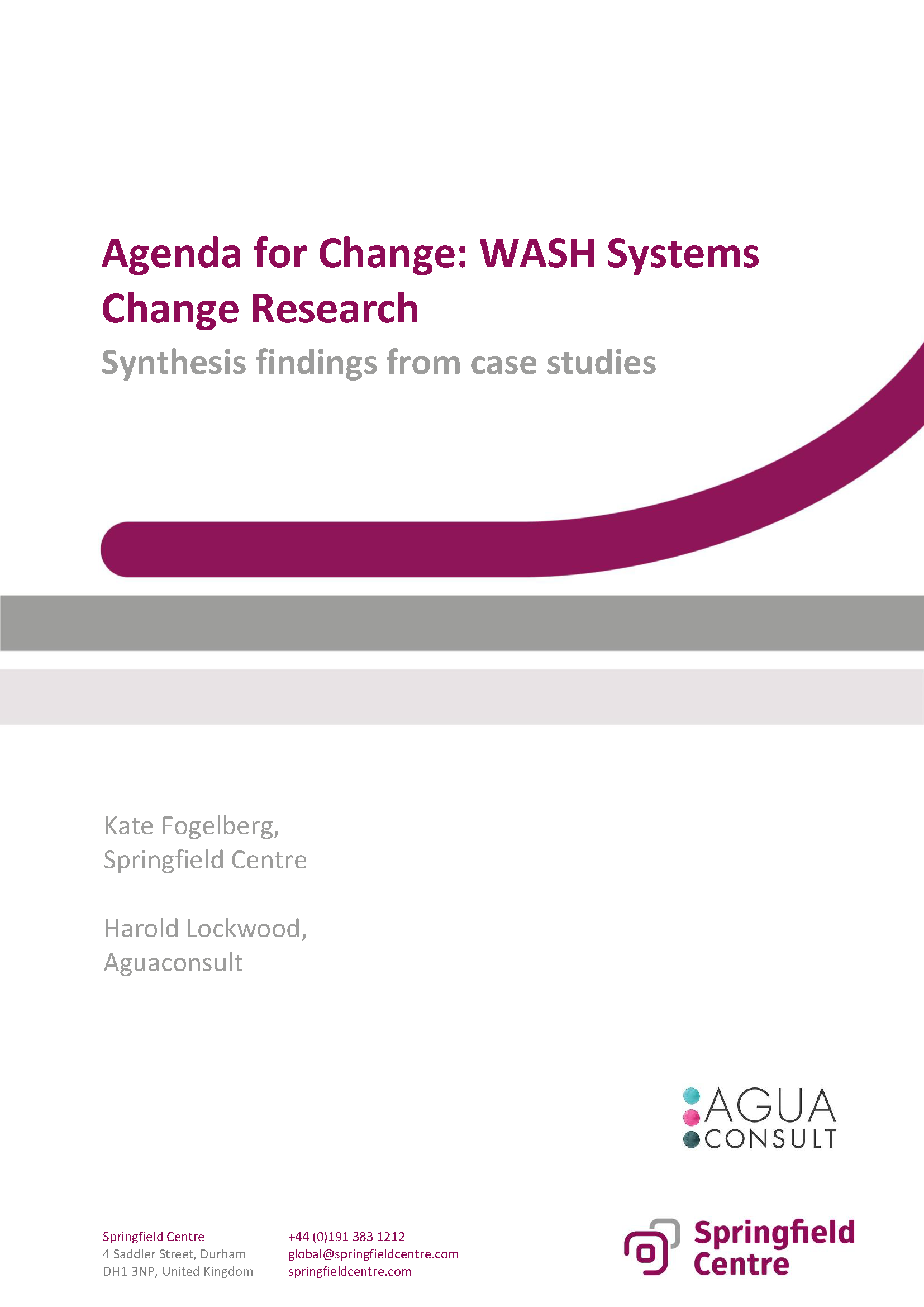 Cover page for Agenda for Change: WASH Systems Change Research