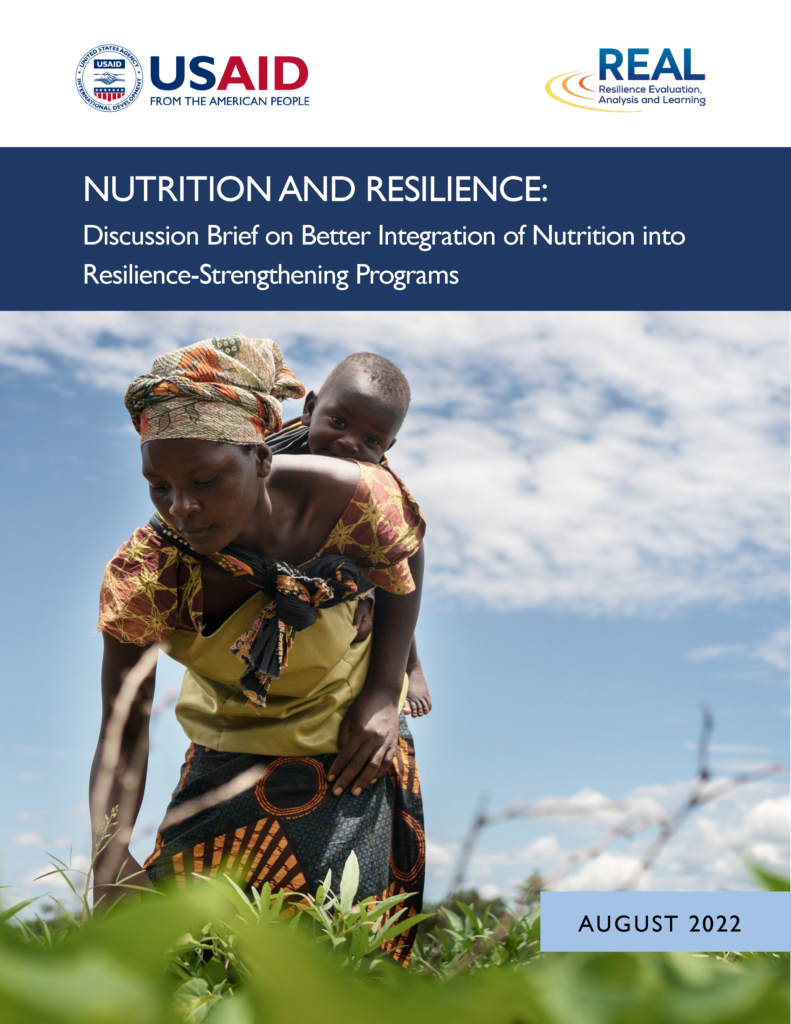 Page de couverture du rapport - Nutrition et résilience : Note de discussion sur une meilleure intégration de la nutrition dans les programmes de renforcement de la résilience