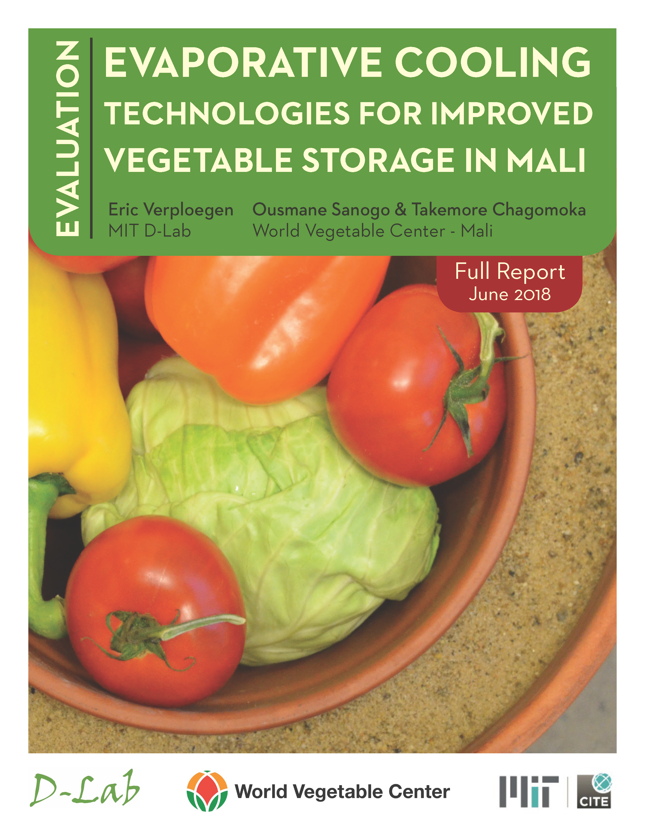 Cover page for Evaluation of Low-Cost Vegetable Cooling and Storage Technologies in Mali