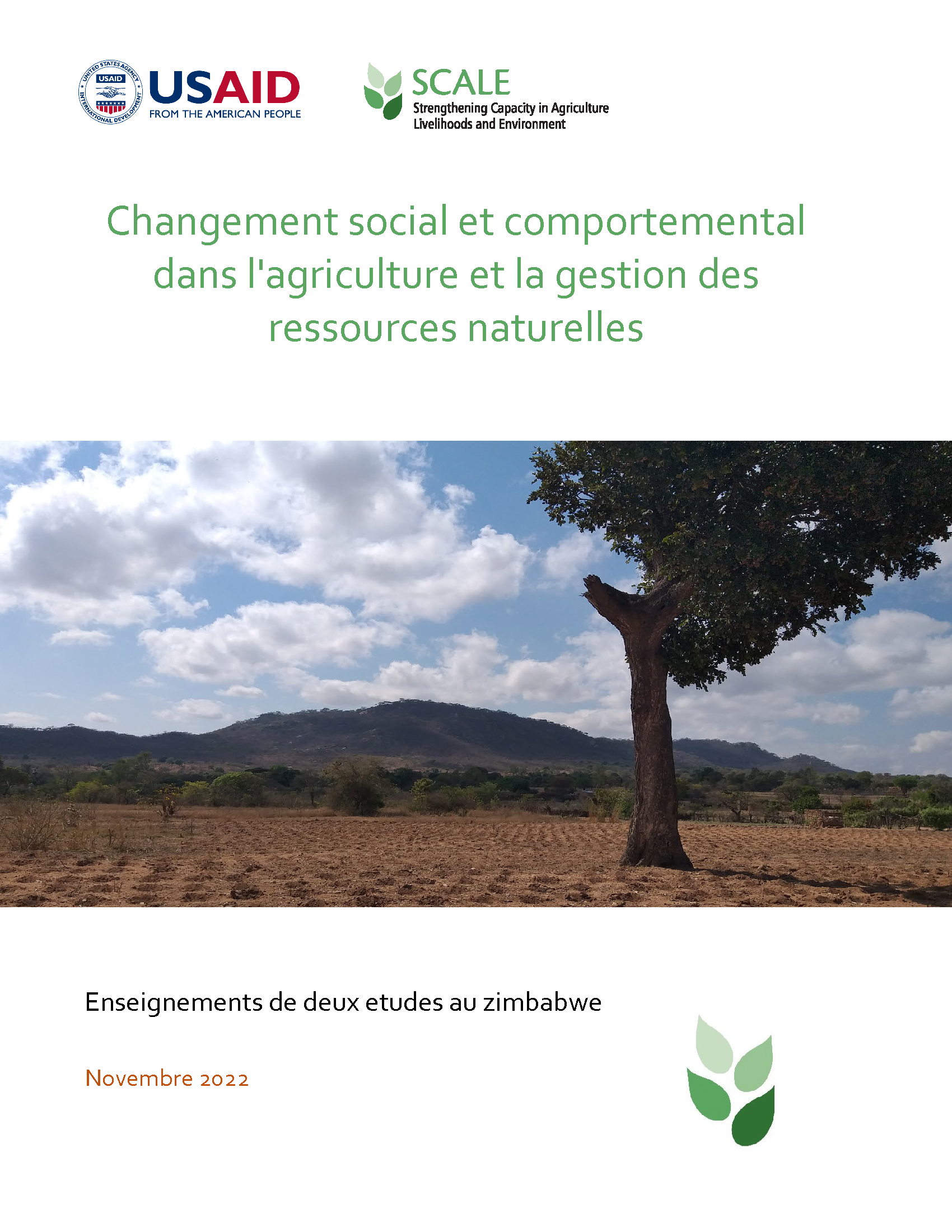 Page de couverture de Changement social et comportemental dans l'agriculture et la gestion des ressources naturelles