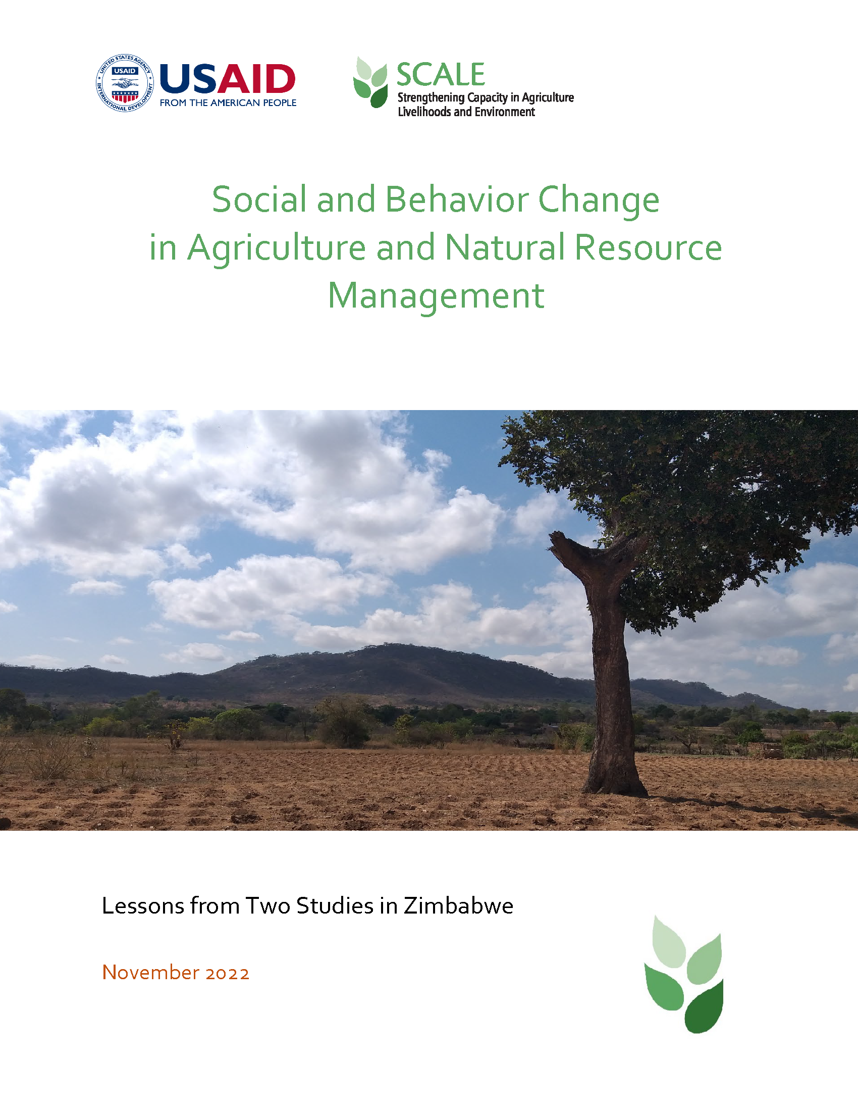 Cover page for Social and Behavior Change in Agriculture and Natural Resource Management