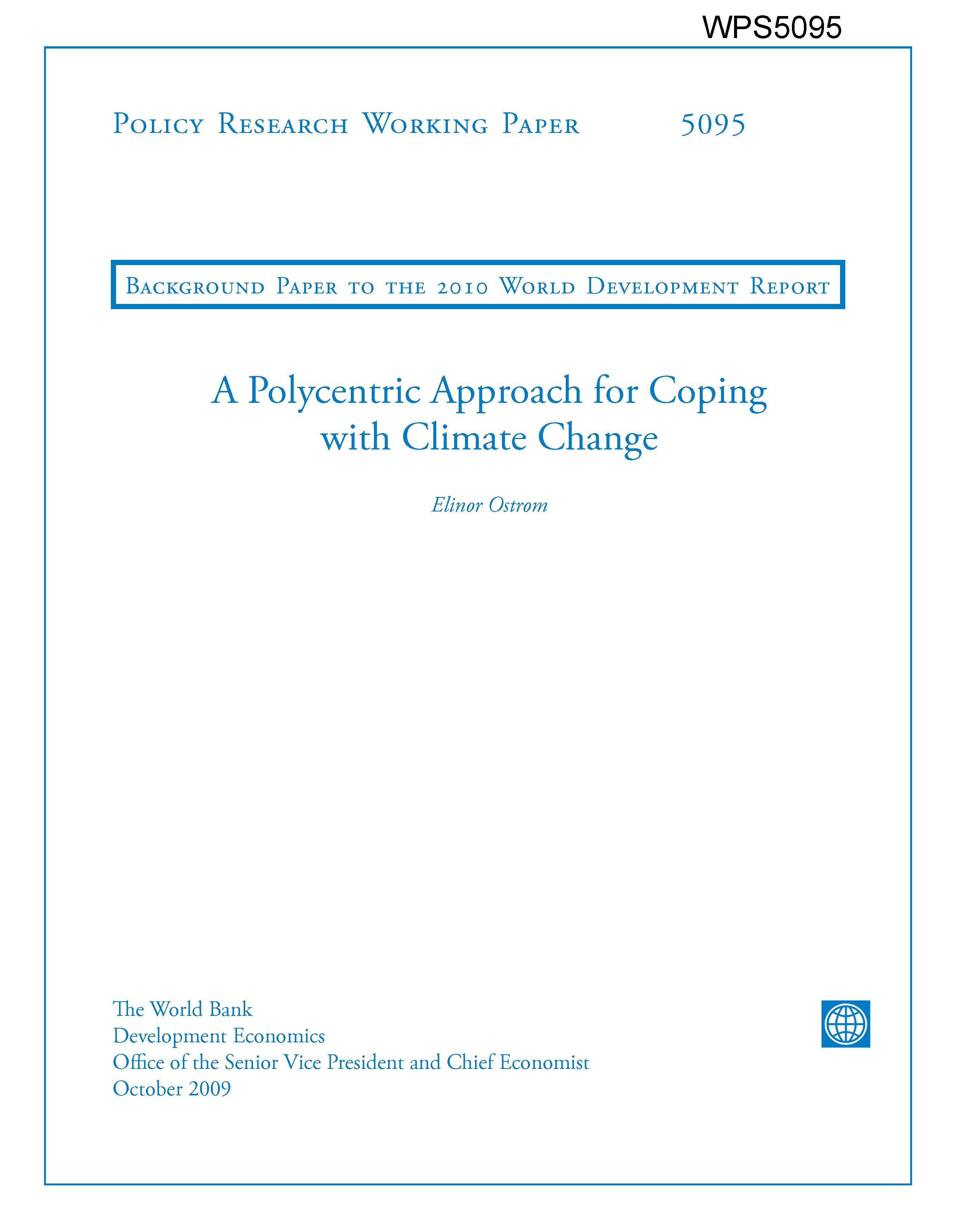 Page de couverture de Une approche polycentrique pour faire face au changement climatique