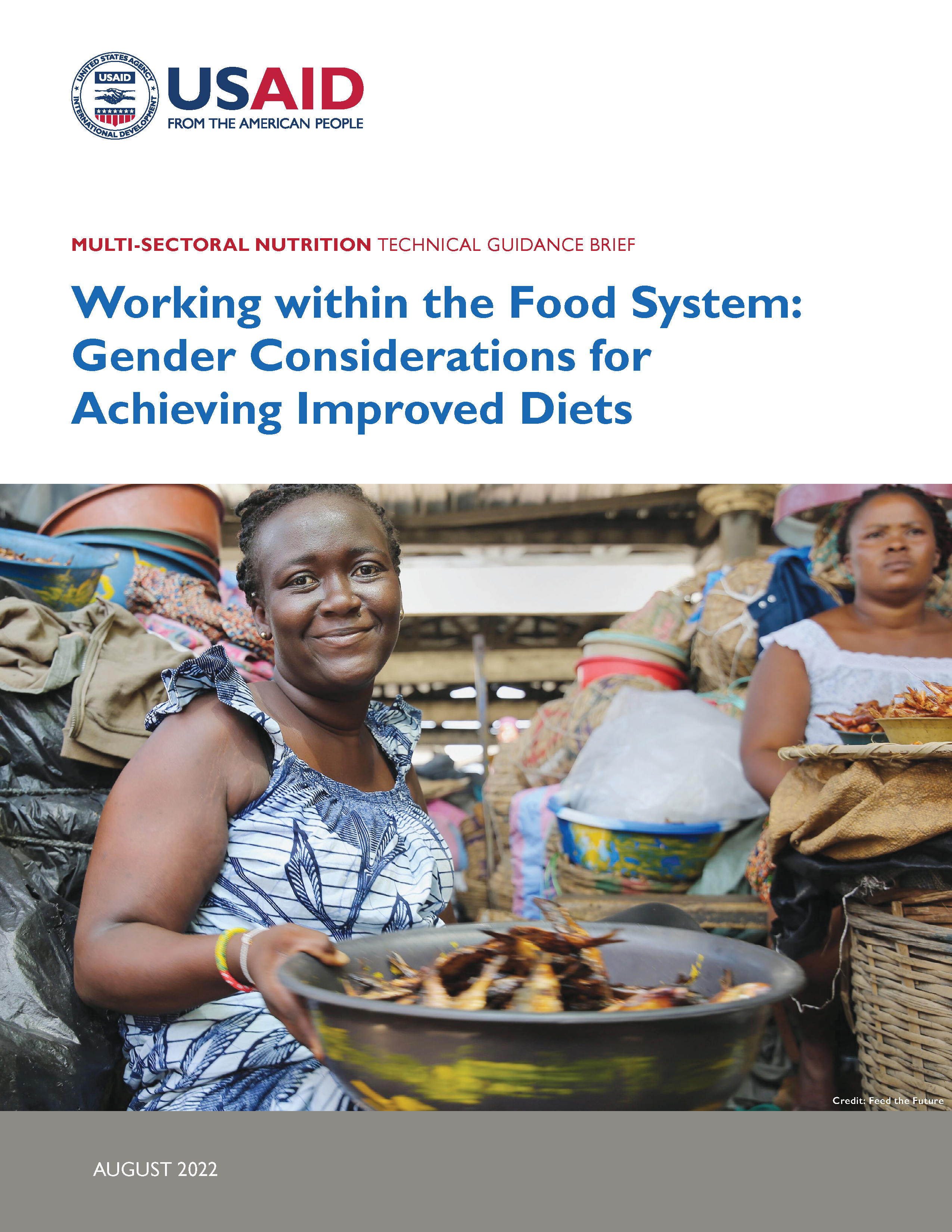 Cover page for Working within the Food System: Gender Considerations for Achieving Improved Diets