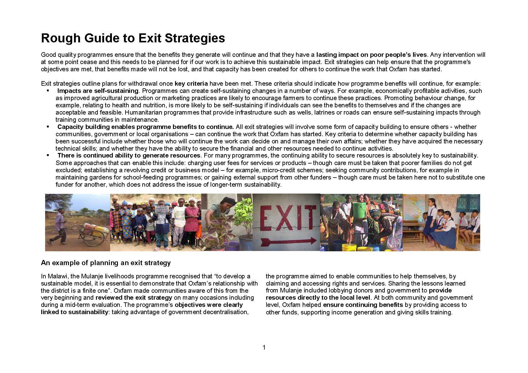 Page de couverture du guide approximatif des stratégies de sortie