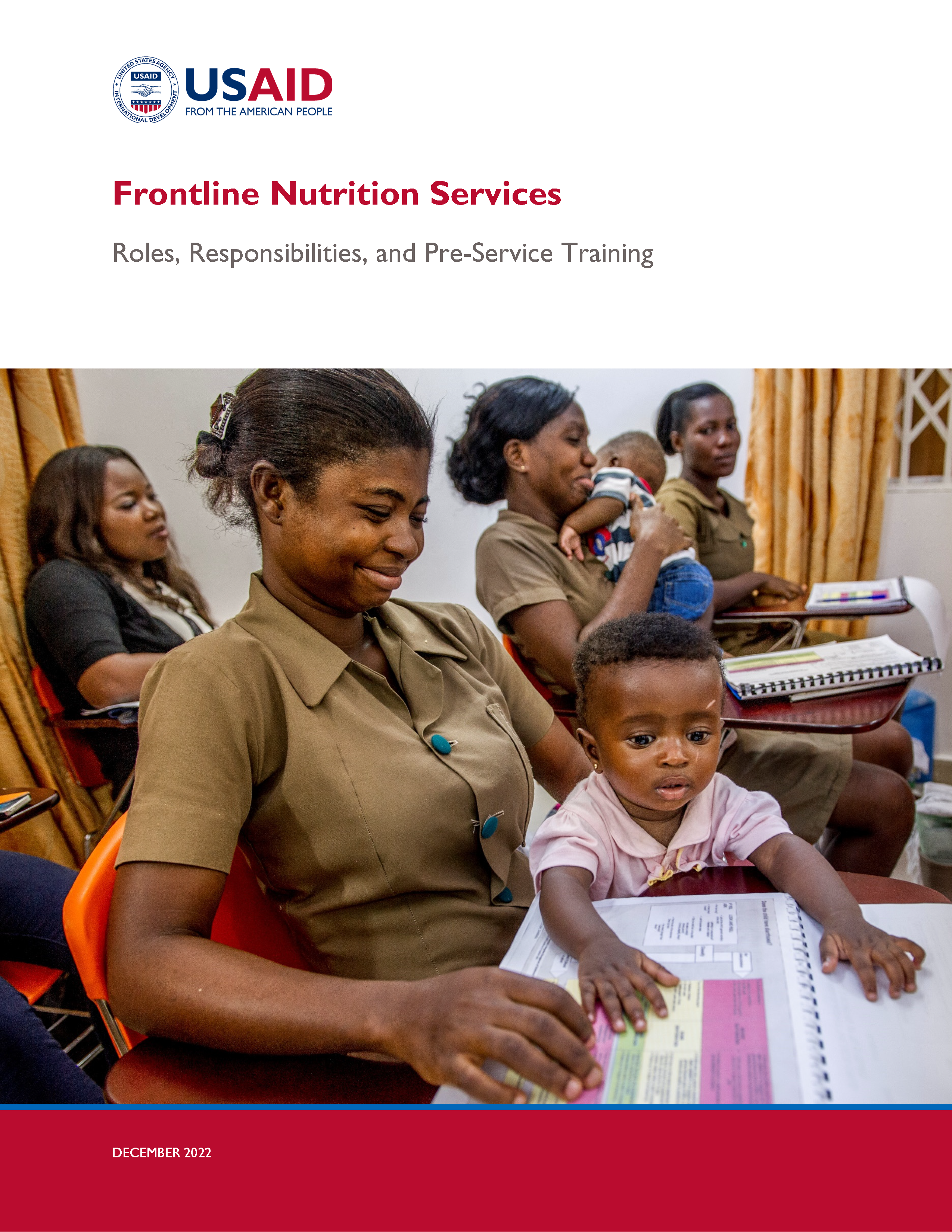 Cover page for Frontline Nutrition Services: Roles, Responsibilities, and Pre-Service Training
