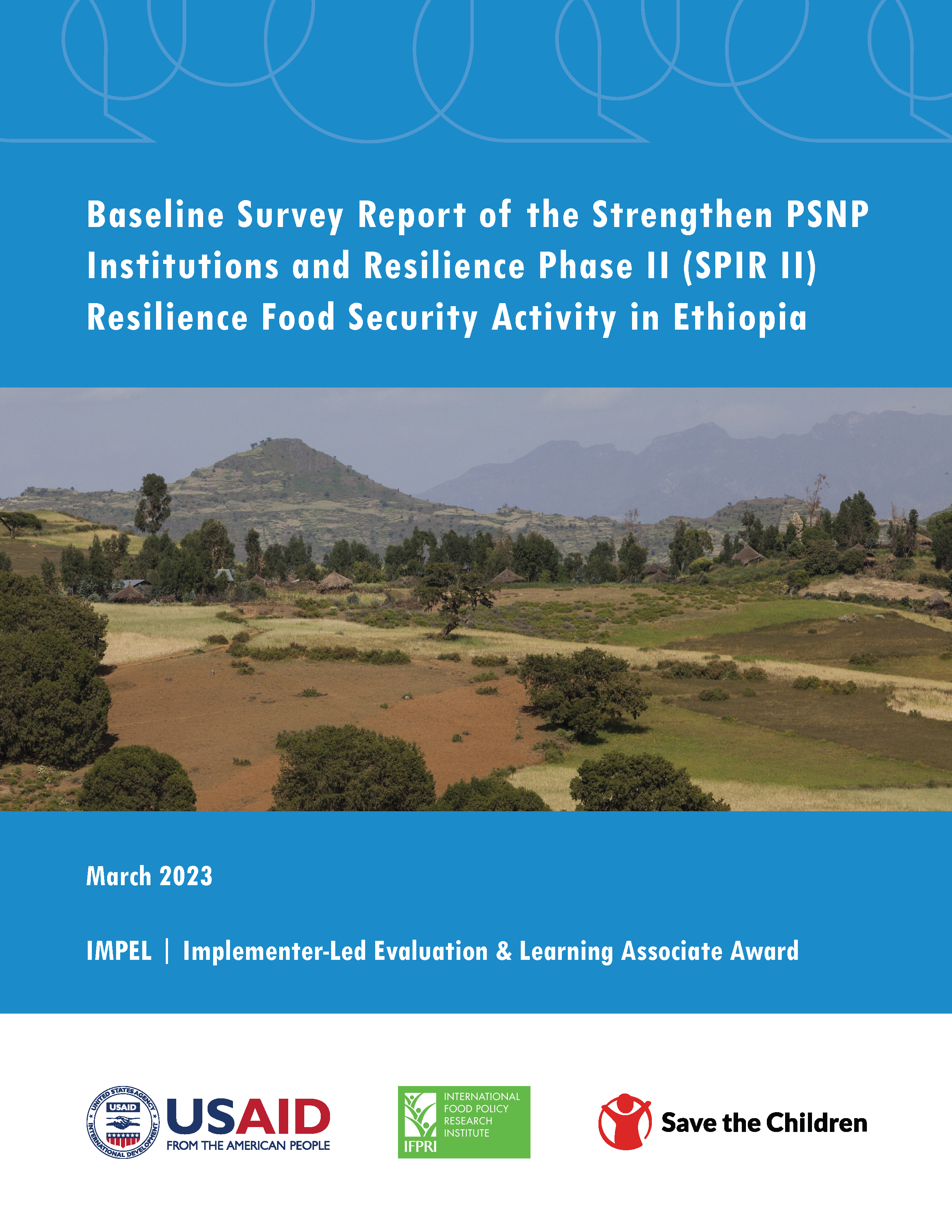 Couverture du rapport - Rapport d'enquête de base sur l'activité de sécurité alimentaire de la résilience de la phase II du renforcement des institutions et de la résilience du PSNP (SPIR II) en Éthiopie