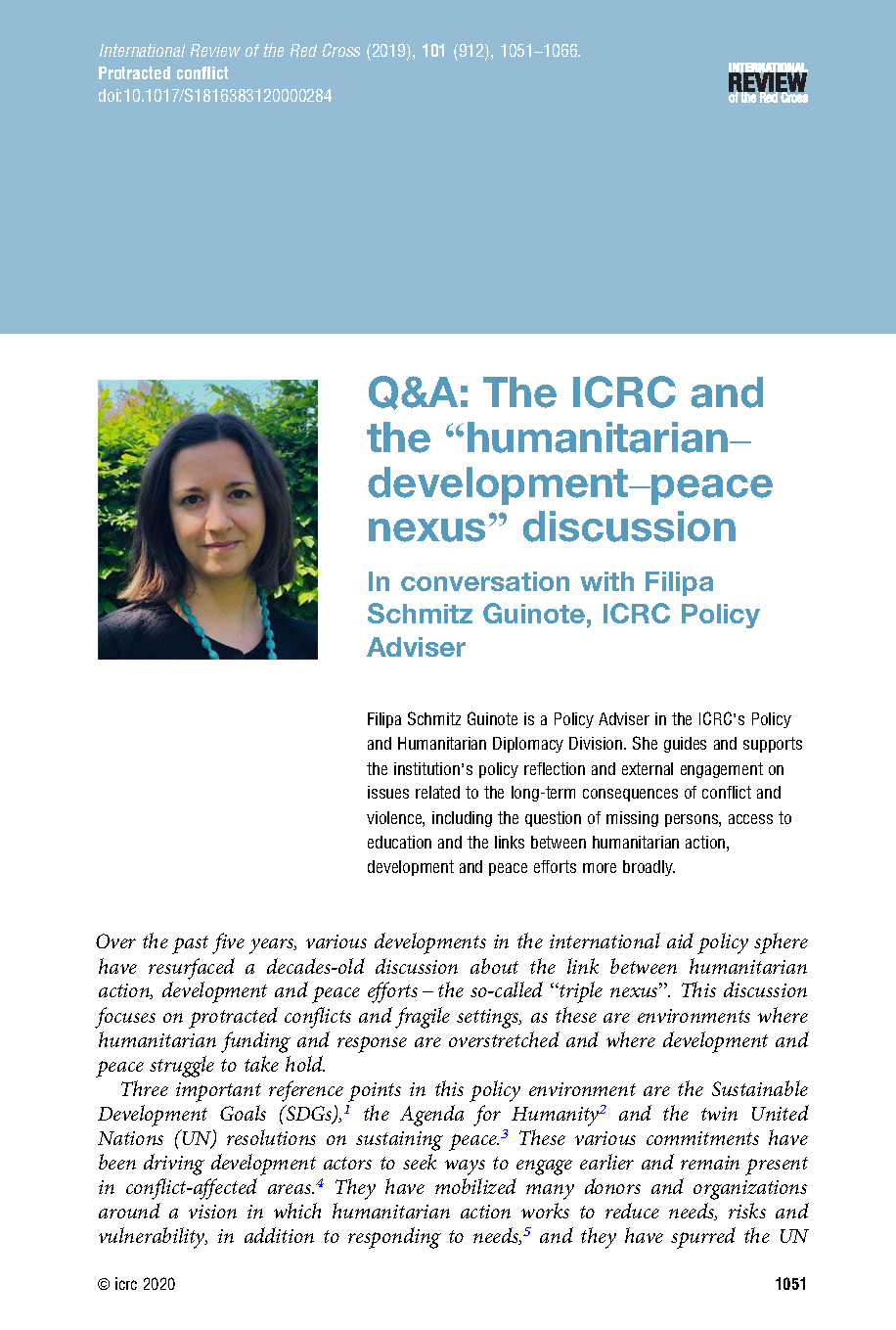 Cover page for  Q&A: The ICRC and the “Humanitarian-Development-Peace Nexus”