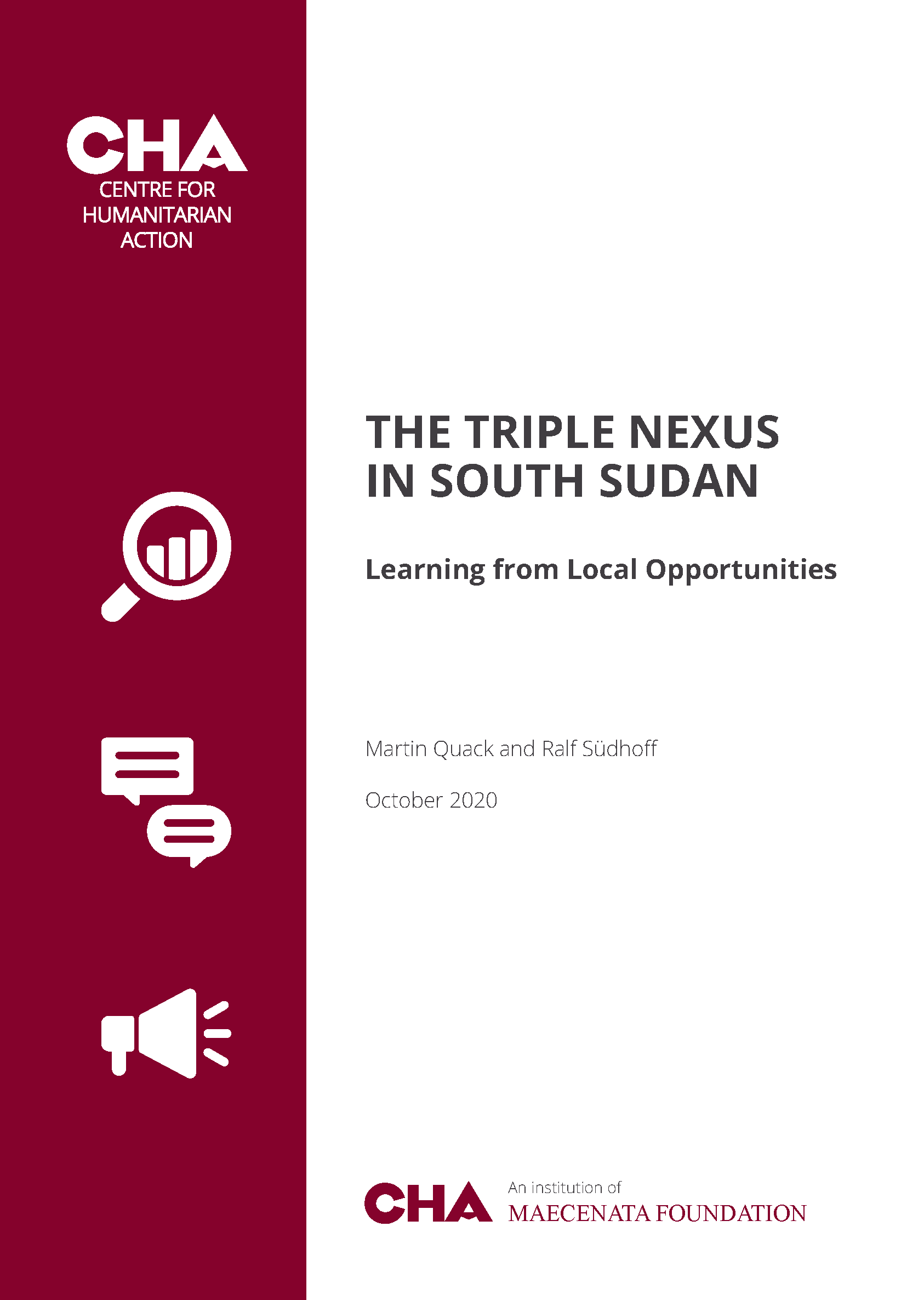 Page de couverture de Triple Nexus au Soudan du Sud : Apprendre des opportunités locales