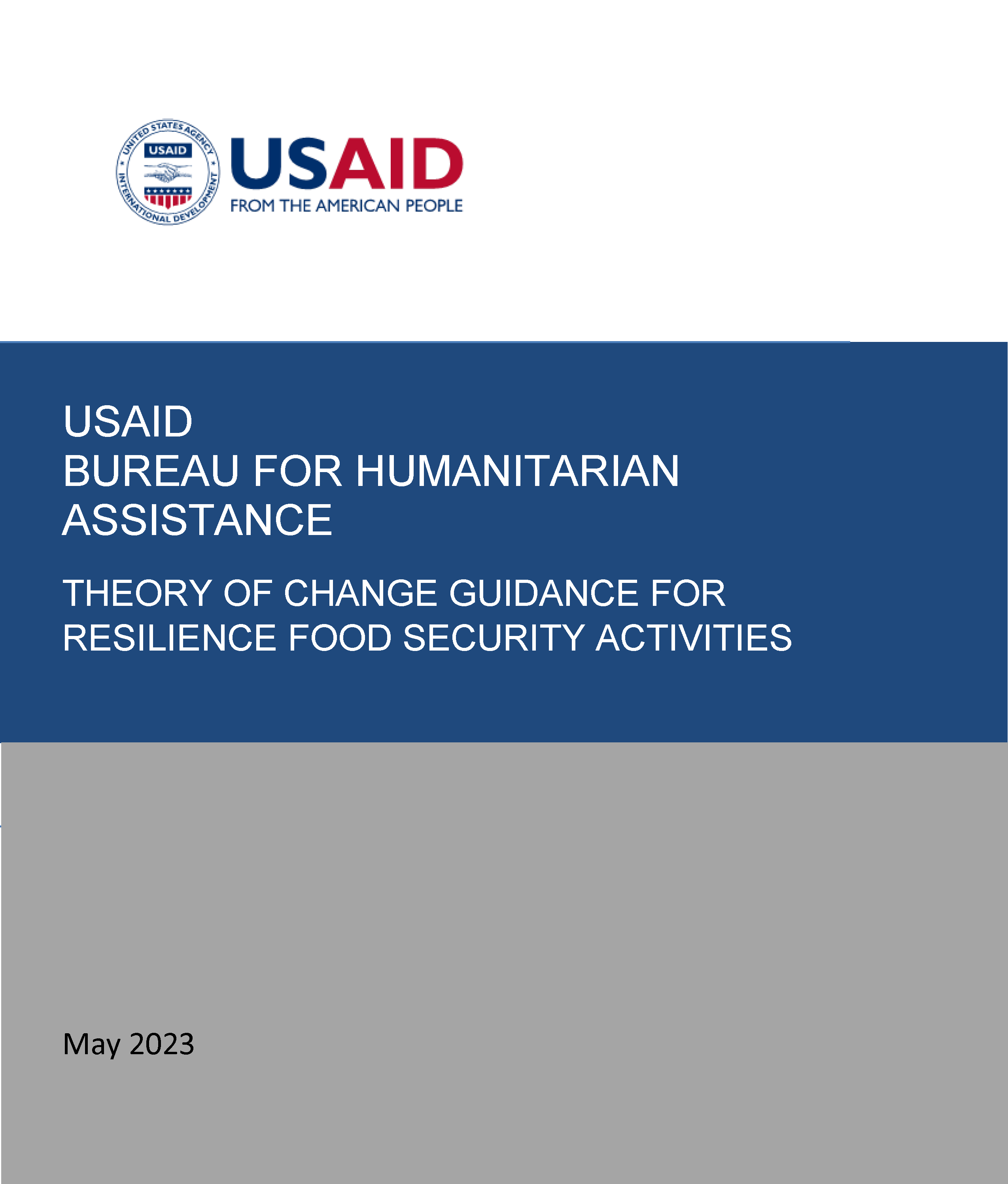Page de garde du Bureau de l'USAID pour l'assistance humanitaire Directives sur la théorie du changement pour les activités de sécurité alimentaire en matière de résilience