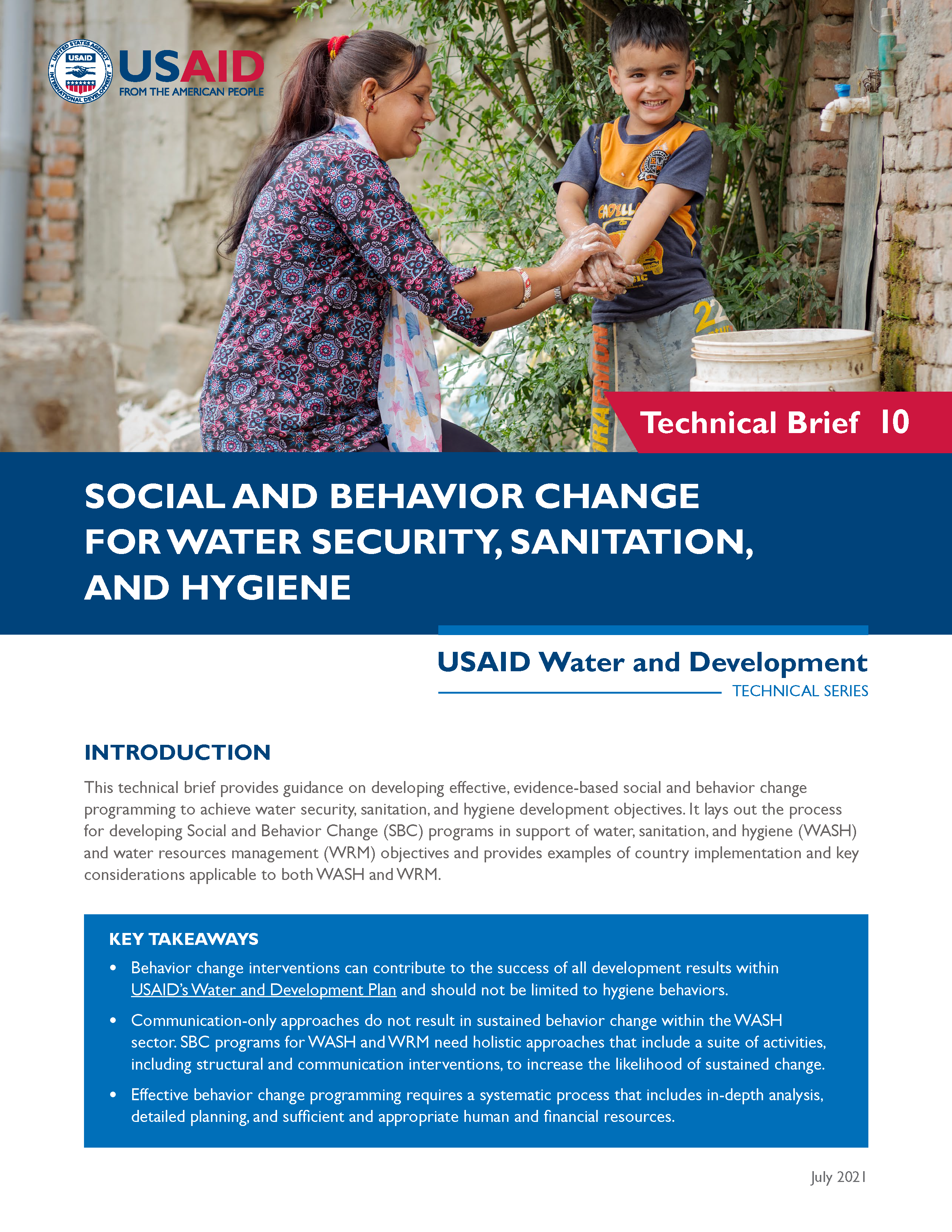 Changement social et comportemental pour la sécurité de l'eau, l'assainissement et l'hygiène