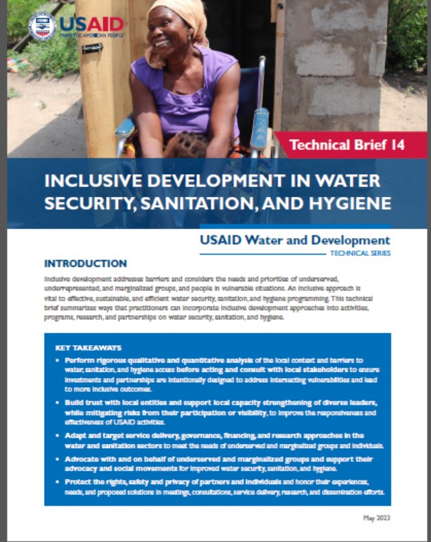 Page de couverture de la note technique de l'USAID sur le développement inclusif dans WASH