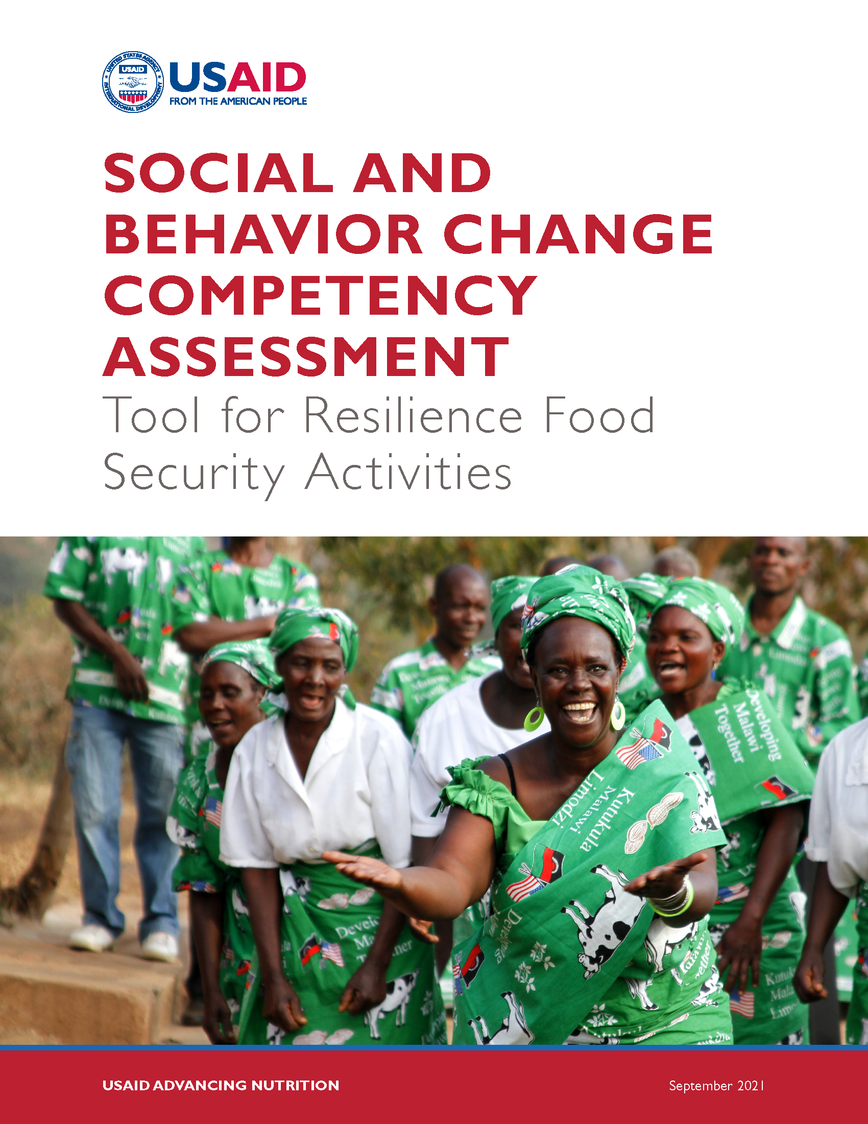 Page de garde pour l'évaluation des compétences en matière de changement social et de comportement : outil pour les activités de sécurité alimentaire en matière de résilience
