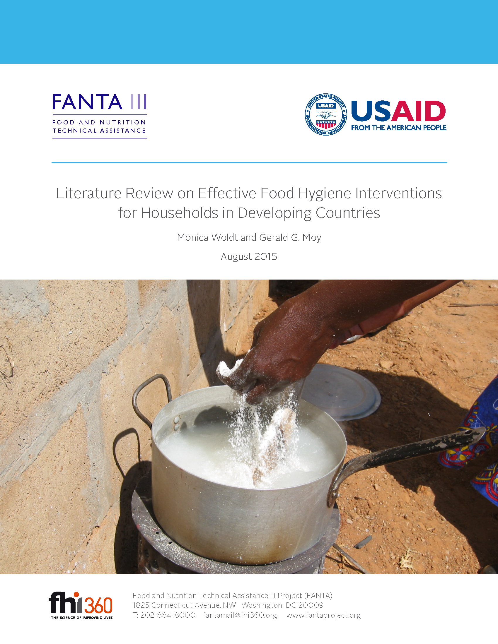 Page de couverture de la revue de la littérature sur les interventions efficaces en matière d'hygiène alimentaire pour les ménages des pays en développement