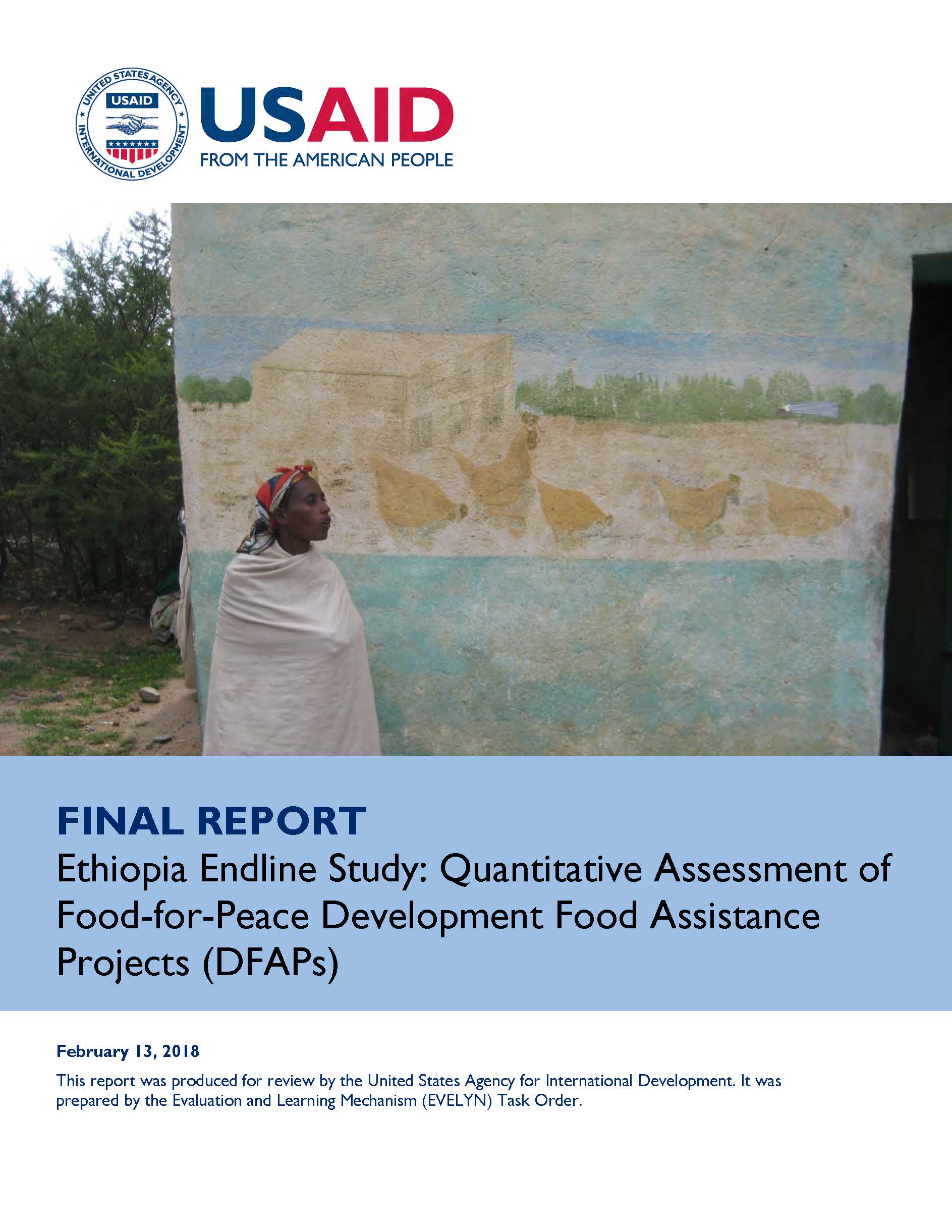 Page de couverture du RAPPORT FINAL Étude finale sur l'Éthiopie : Évaluation quantitative des projets d'assistance alimentaire pour le développement de la nourriture pour la paix (DFAP)