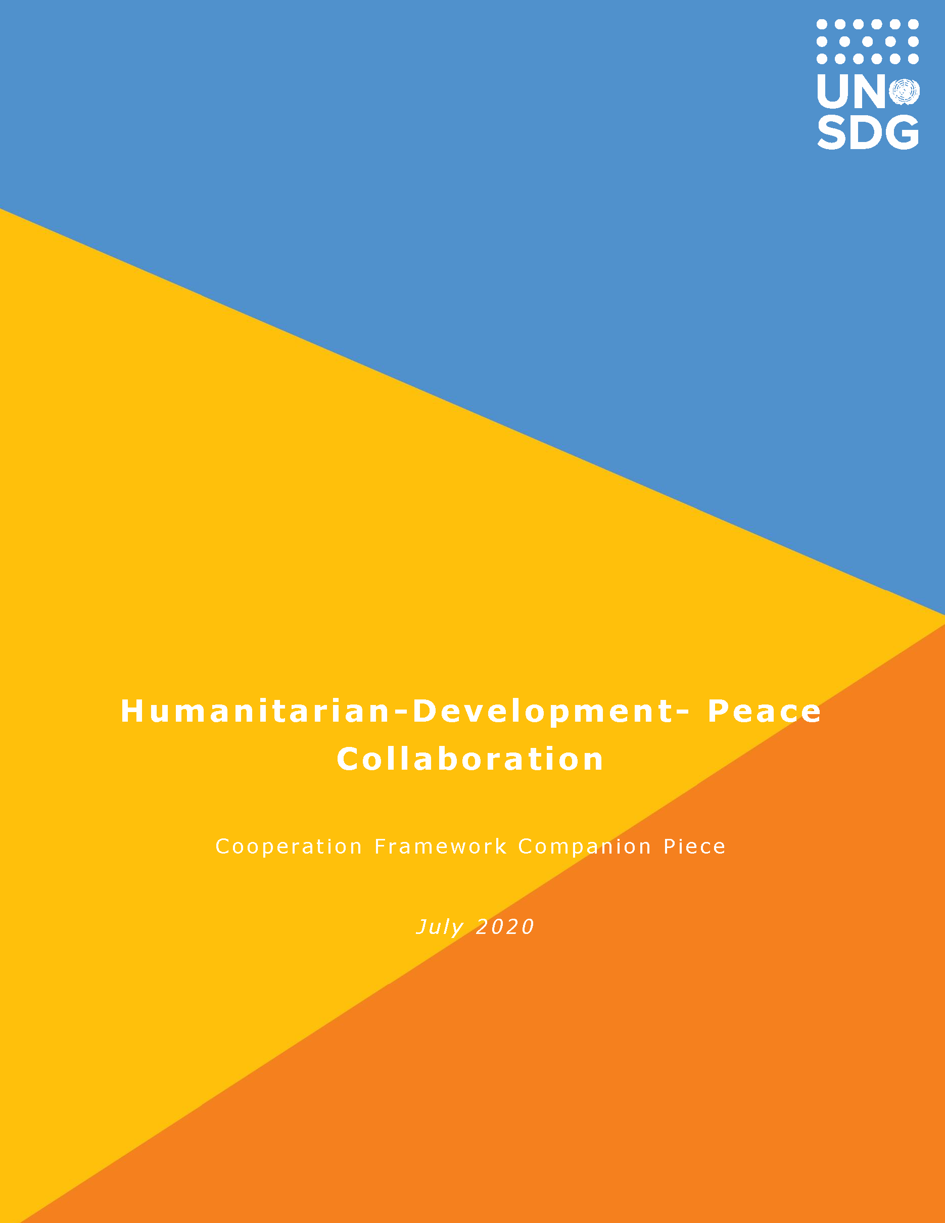 Page de couverture de la pièce d'accompagnement du cadre de coopération pour la collaboration entre l'aide humanitaire, le développement et la paix