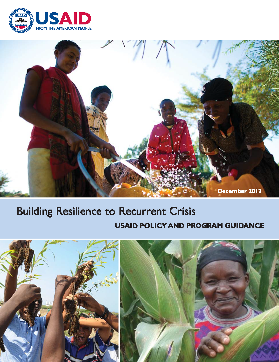 Page de couverture du document Renforcer la résilience face aux crises récurrentes : orientations en matière de politique et de programme de l'USAID