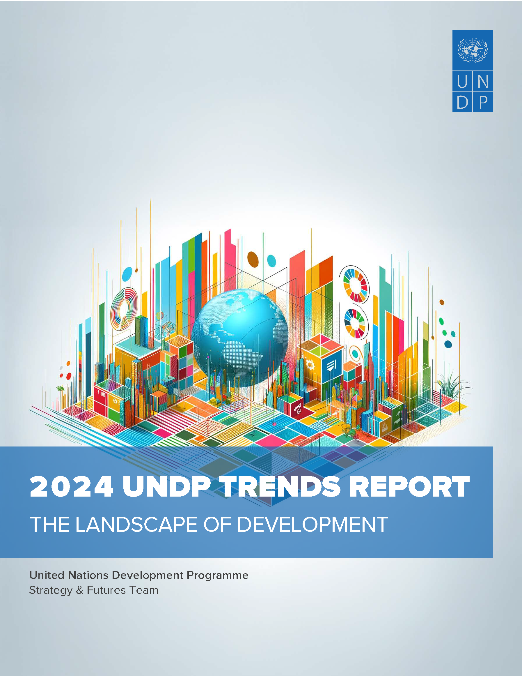 Page de couverture du Rapport sur les tendances du PNUD 2024 : Le paysage du développement