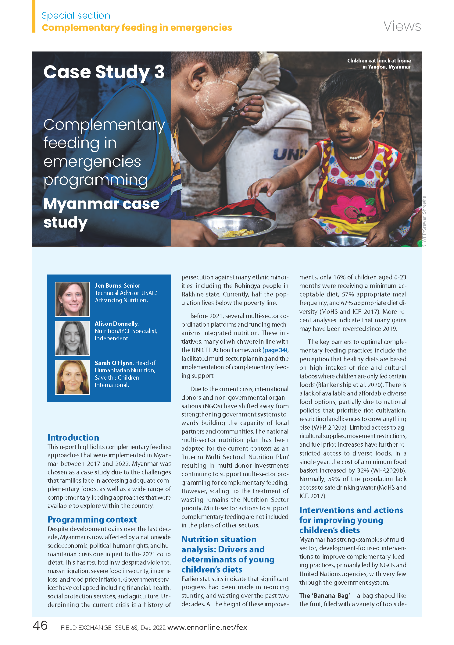 Page de couverture de l'Alimentation complémentaire dans les programmes d'urgence : Myanmar