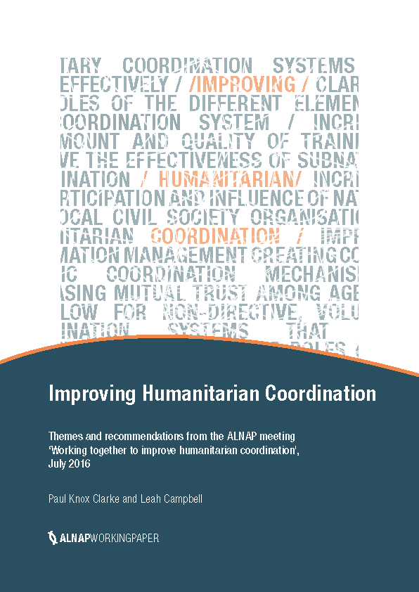 Cover page for Improving Humanitarian Coordination: Themes and Recommendations