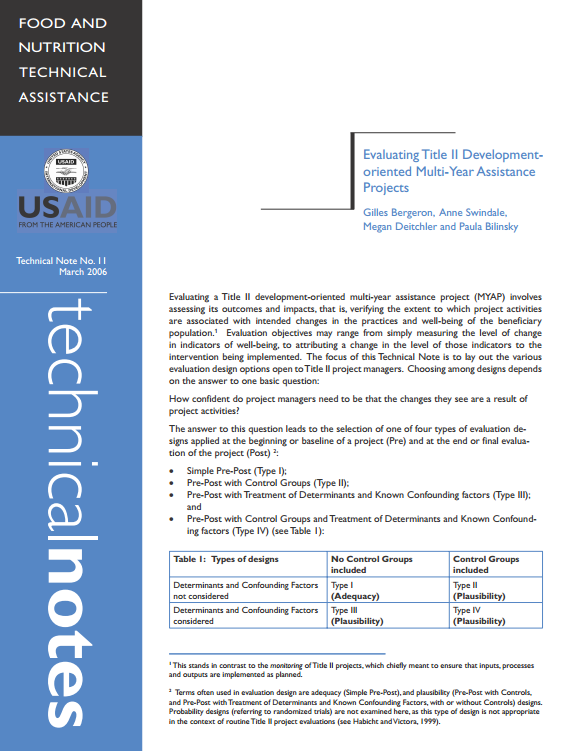 Download Resource: Evaluating Title II Developmentoriented Multi-Year Assistance Projects 