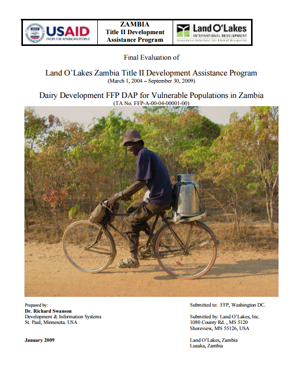 Télécharger la ressource : Évaluation finale du programme d'aide au développement Land O'Lakes Zambia Title II Dairy Development FFP DAP for Vulnerable Populations in Zambia