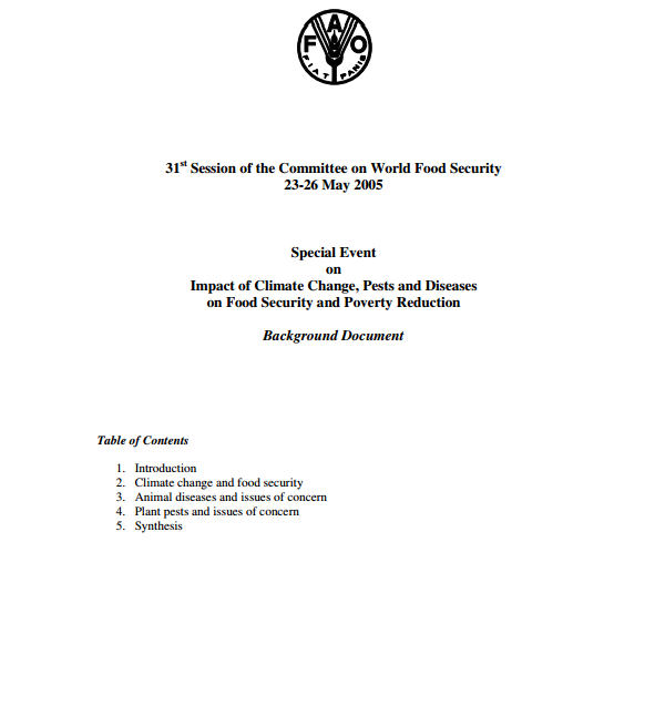 Download Resource: Impact of Climate Change, Pests and Diseases on Food Security and Poverty Reduction - Background Document