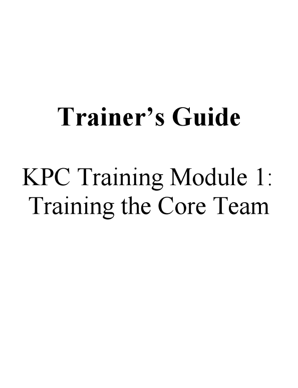Télécharger la ressource : KPC Trainings of Survey Trainers (TOST)