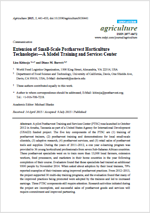 Download Resource: Extension of Small-Scale Postharvest Horticulture Technologies - A Model Training and Services Center