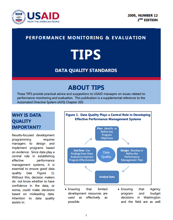 Télécharger la ressource : Surveillance et évaluation des performances TIPS Normes de qualité des données