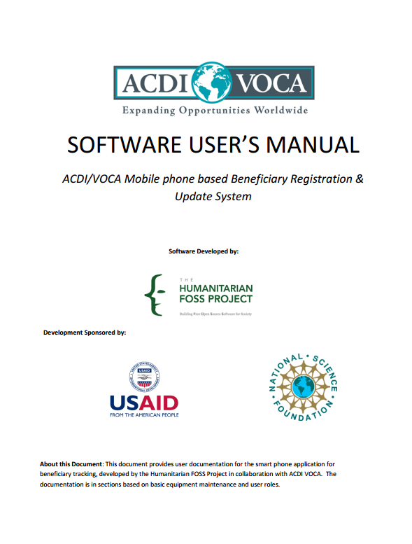 Download Resource: Software User's Manual: ACDI/VOCA Mobile Phone Based Beneficiary Registration & Update System