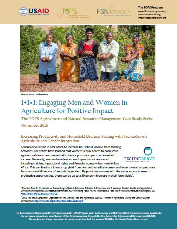 Download Resource: 1 + 1 = 1: Engaging Men and Women in Agriculture for Positive Impact