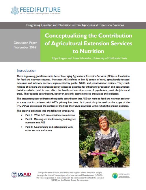 Download Resource: Conceptualizing the Contribution of Agricultural Extension Services to Nutrition Discussion Paper