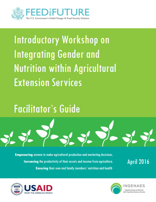 Télécharger la ressource : Atelier d'introduction sur l'intégration du genre et de la nutrition dans les services de vulgarisation agricole