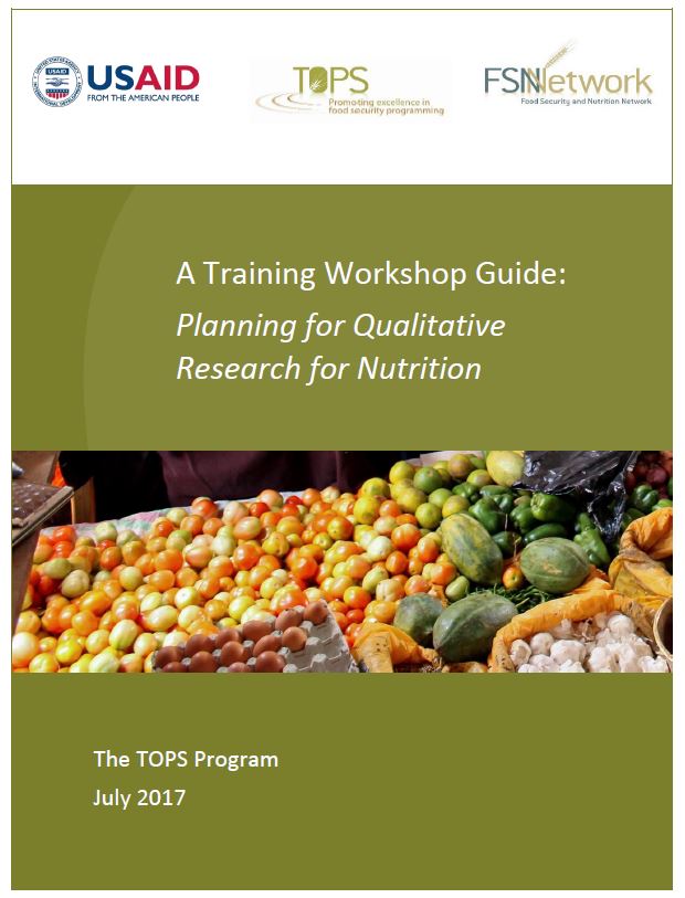 Download Resource: A Training Workshop Guide: Planning for Qualitative Research for Nutrition